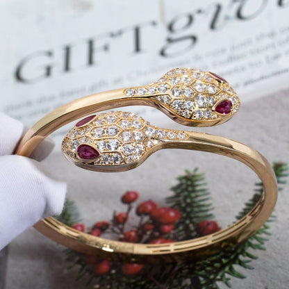[Raffine]SERPENTI BRACELET PINK GOLD DIAMOND DOUBLE SNAKE