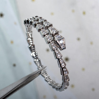 [Raffine]Pulsera Serpenti de plata de 6 mm y diamante 