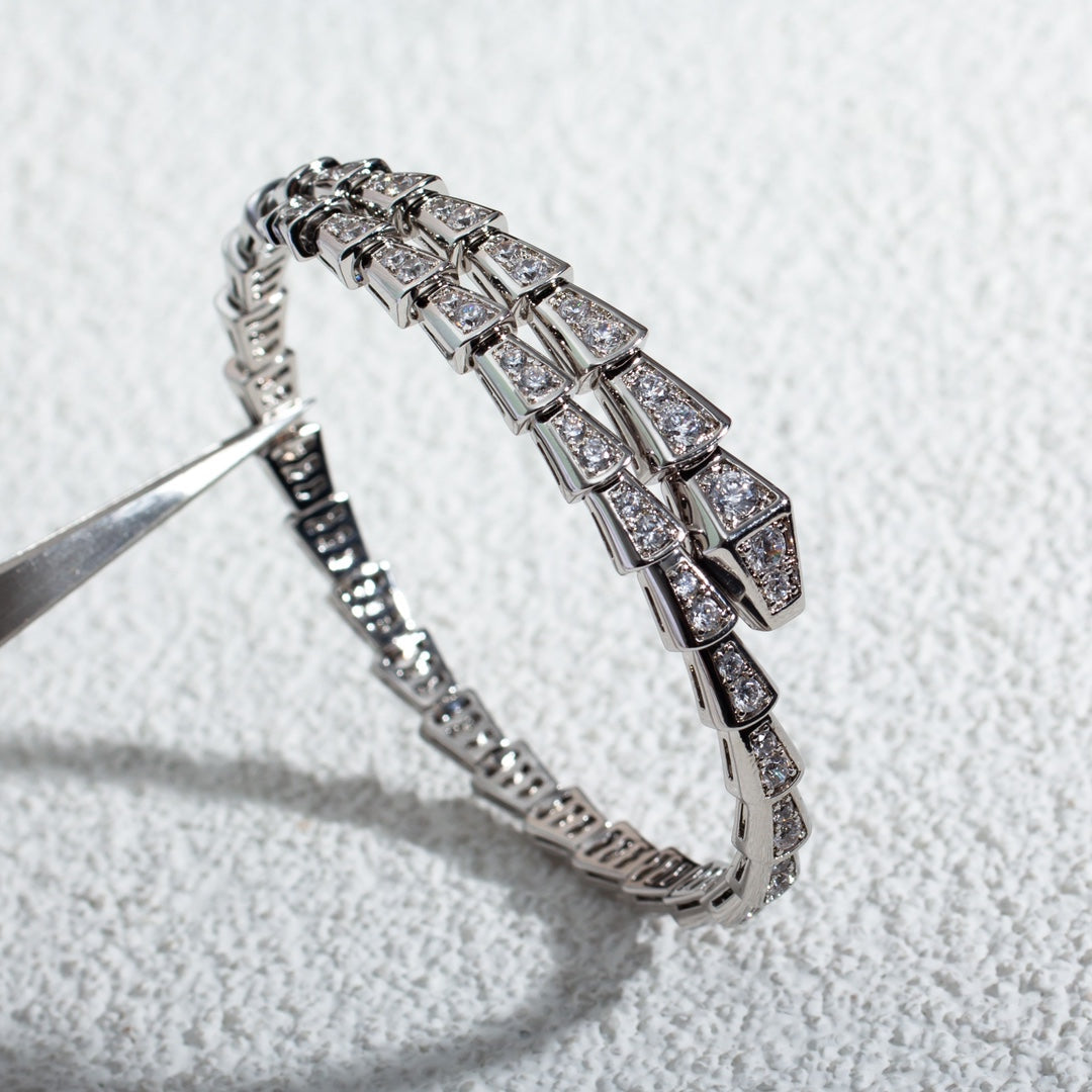 [Raffine]Pulsera Serpenti de plata de 6 mm y diamante 