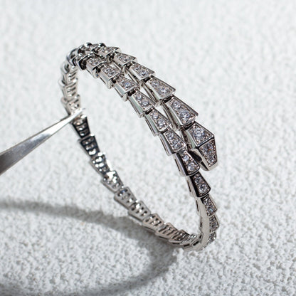 [Raffine]Pulsera Serpenti de plata de 6 mm y diamante 