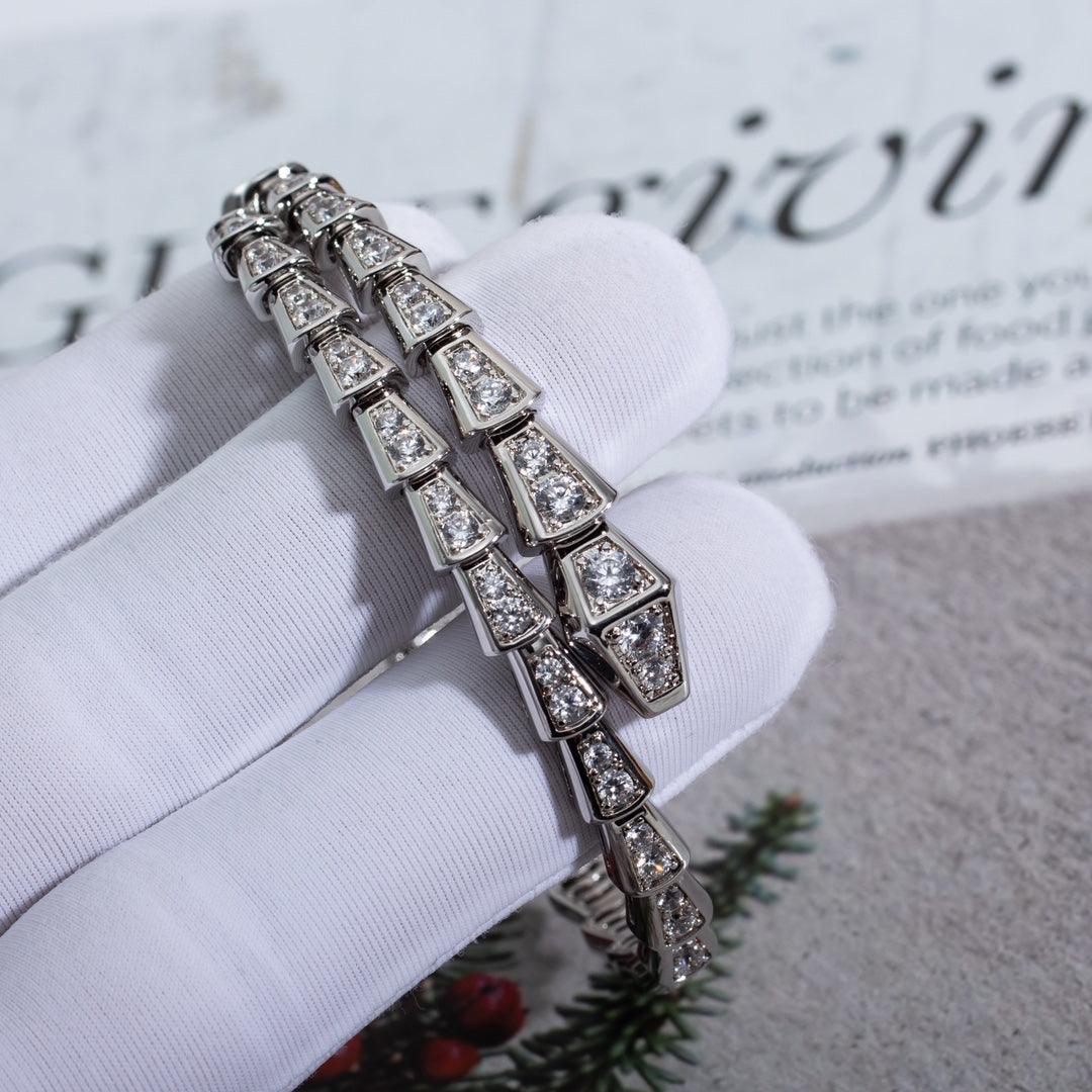 [Raffine]Pulsera Serpenti de plata de 6 mm y diamante 