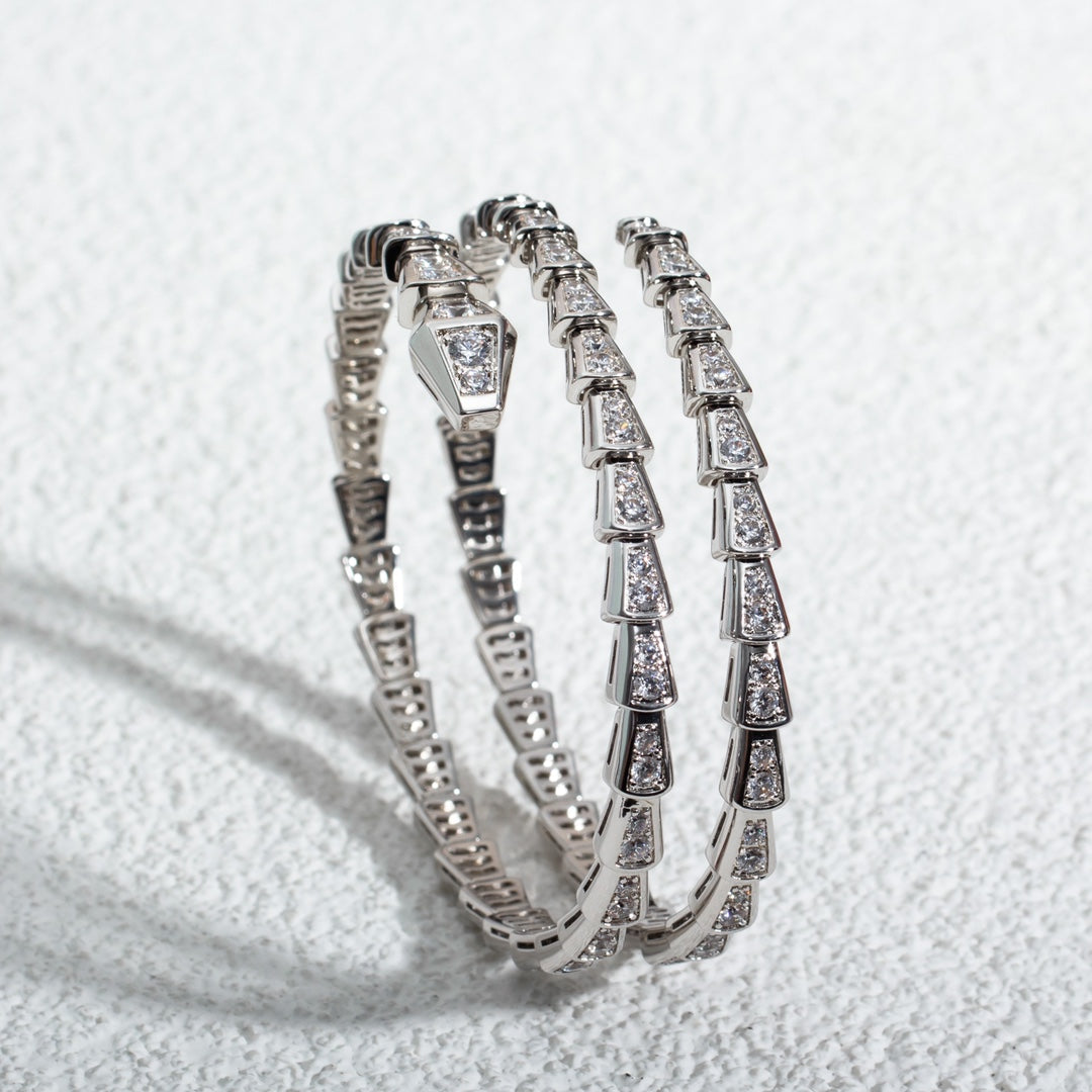 [Raffine]SERPENTI BRACELET SILVER DIAMOND DOUBLE ROW