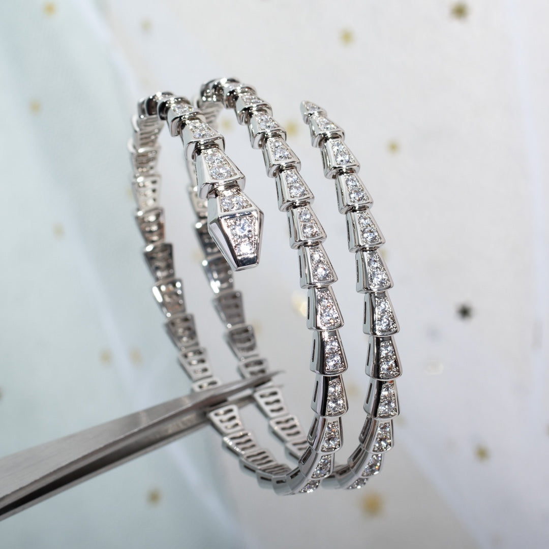 [Raffine]SERPENTI BRACELET SILVER DIAMOND DOUBLE ROW