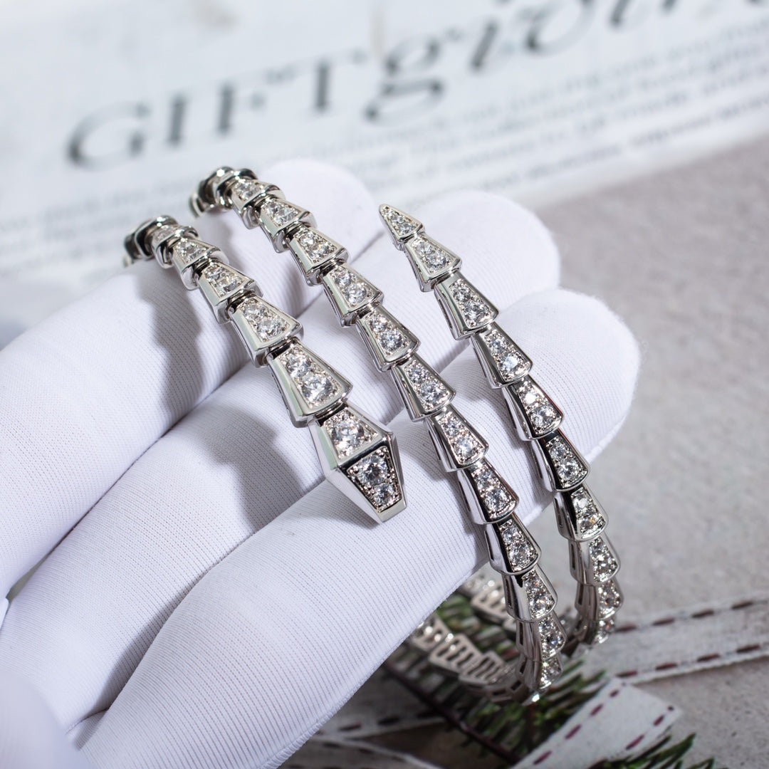 [Raffine]SERPENTI BRACELET SILVER DIAMOND DOUBLE ROW