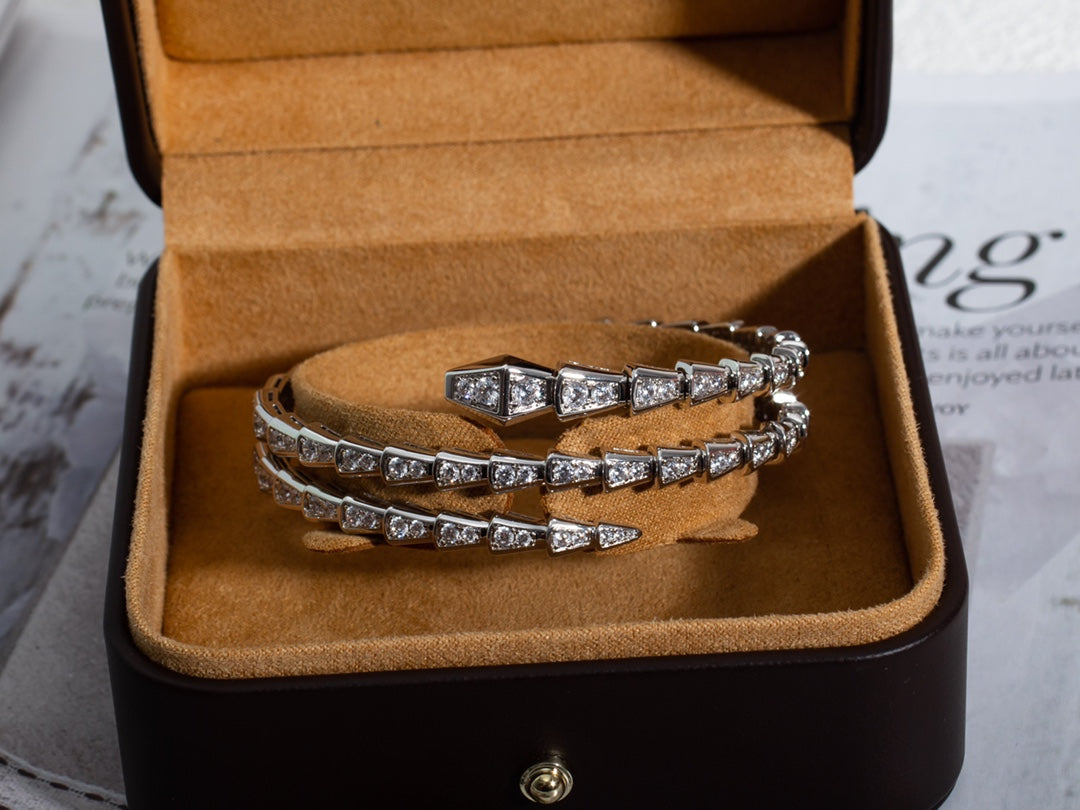 [Raffine]SERPENTI BRACELET SILVER DIAMOND DOUBLE ROW