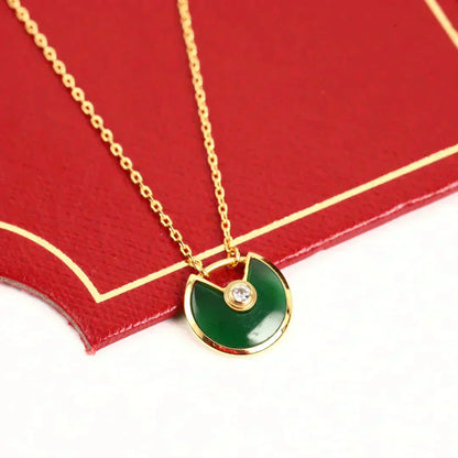 [Raffine]COLLAR AMULETTE MALAQUITA ORO
