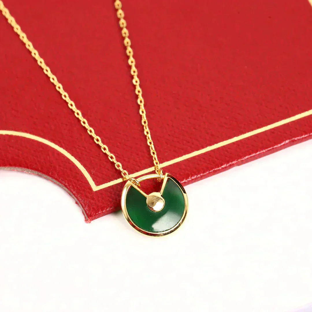 [Raffine]COLLAR AMULETTE MALAQUITA ORO