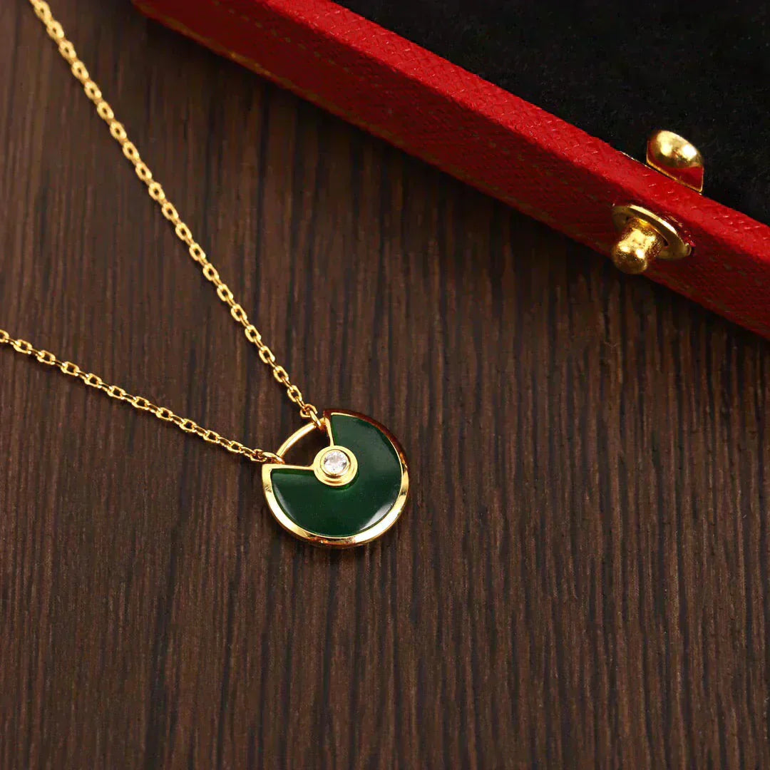 [Raffine]COLLAR AMULETTE MALAQUITA ORO