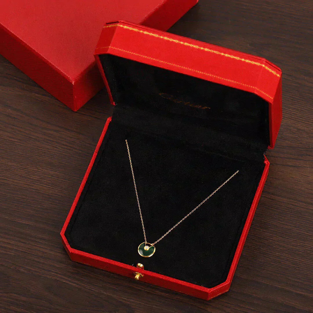 [Raffine]COLLAR AMULETTE MALAQUITA ORO