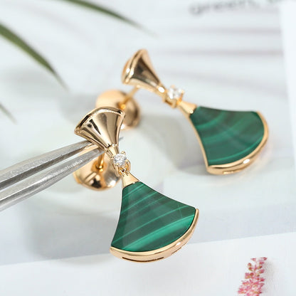 [Raffine]DREAM MALACHITE PINK GOLD EARRINGS