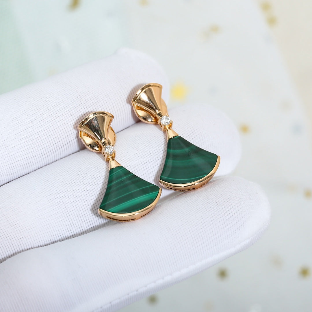 [Raffine]DREAM MALACHITE PINK GOLD EARRINGS