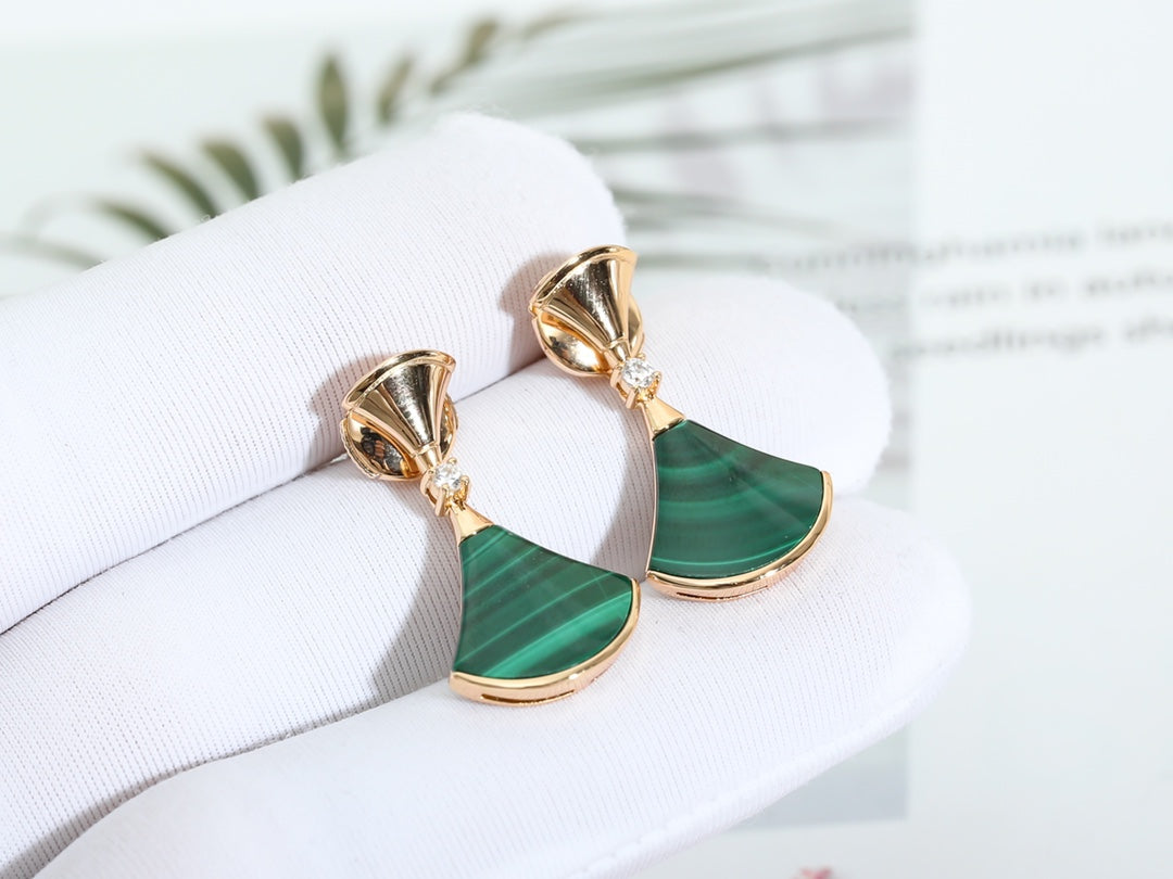 [Raffine]DREAM MALACHITE PINK GOLD EARRINGS