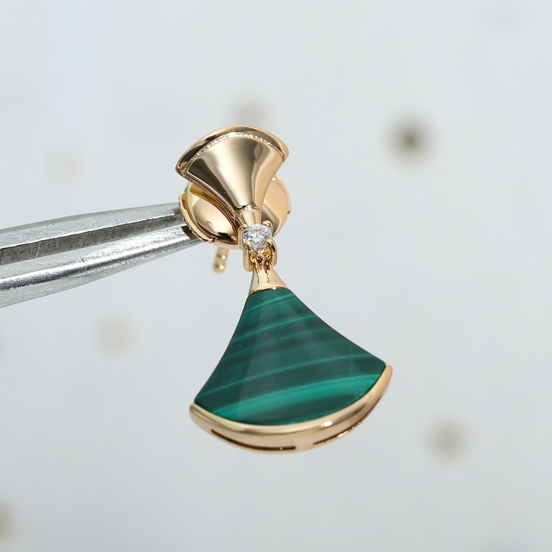 [Raffine]DREAM MALACHITE PINK GOLD EARRINGS