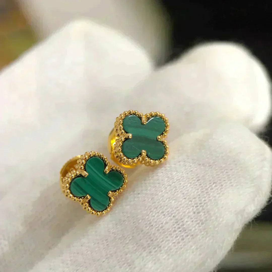 [Raffine]CLOVER MINI 9.5MM MALACHITE  EARRINGS