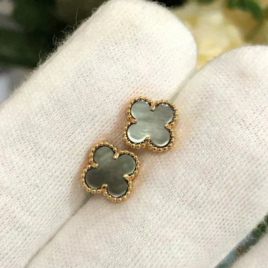 [Raffine]CLOVER MINI 9.5MM GRAY MOP EARRINGS