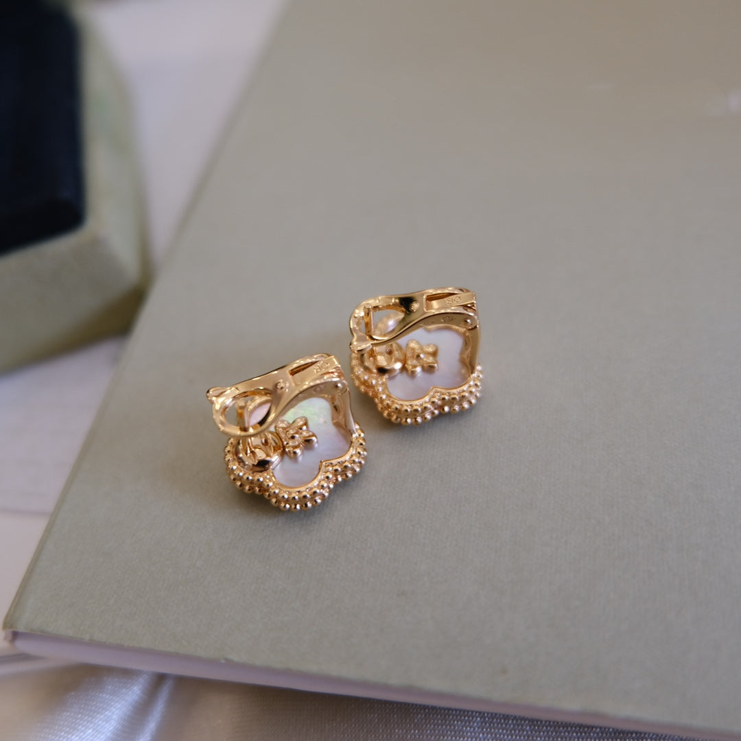 [Raffine]LUCKY PINK GOLD WHITE MOP EARRINGS
