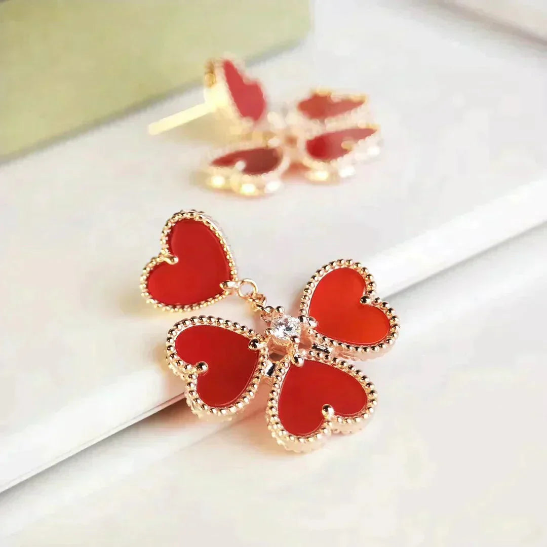 [Raffine]SWEET CLOVER CARNELIAN EARRINGS