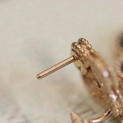 [Raffine]CLOVER MEDIUM 1 MOTIFS FUll DIAMOND EARRINGS