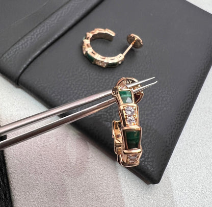 [Raffine]SERPENTI MALACHITE PINK GOLD EARRINGS