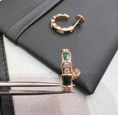 [Raffine]SERPENTI MALACHITE PINK GOLD EARRINGS