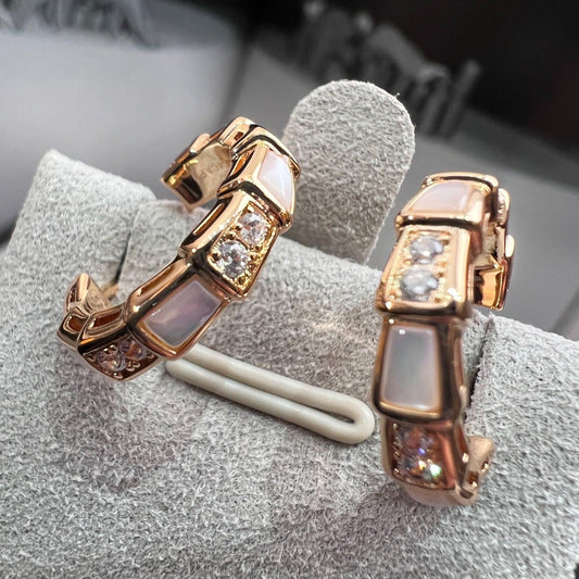 [Raffine]SERPENTI MOP PINK GOLD EARRINGS