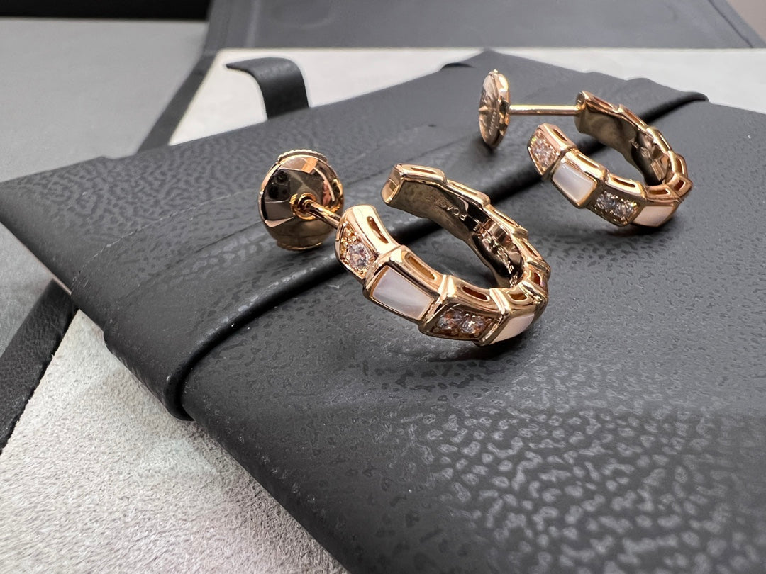 [Raffine]SERPENTI MOP PINK GOLD EARRINGS