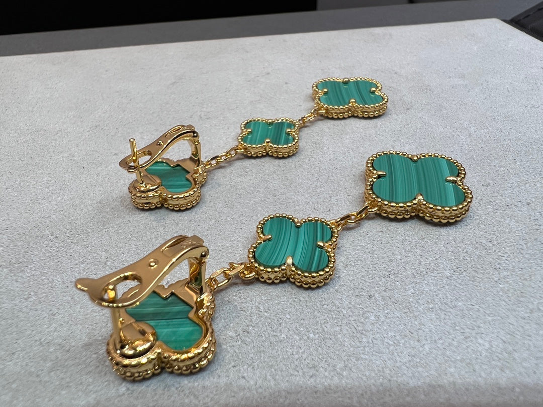 [Raffine]CLOVER MALACHITE 3 MOTIFS GOLD