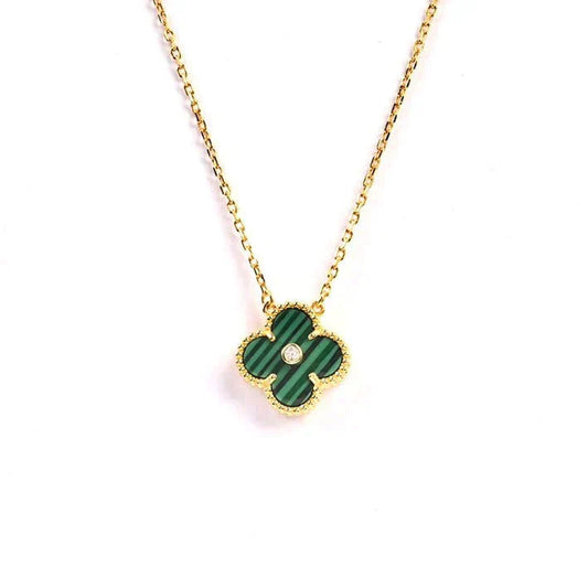 [Raffine]CLOVER 15MM DIAMOND TURQUOISE NECKLACE