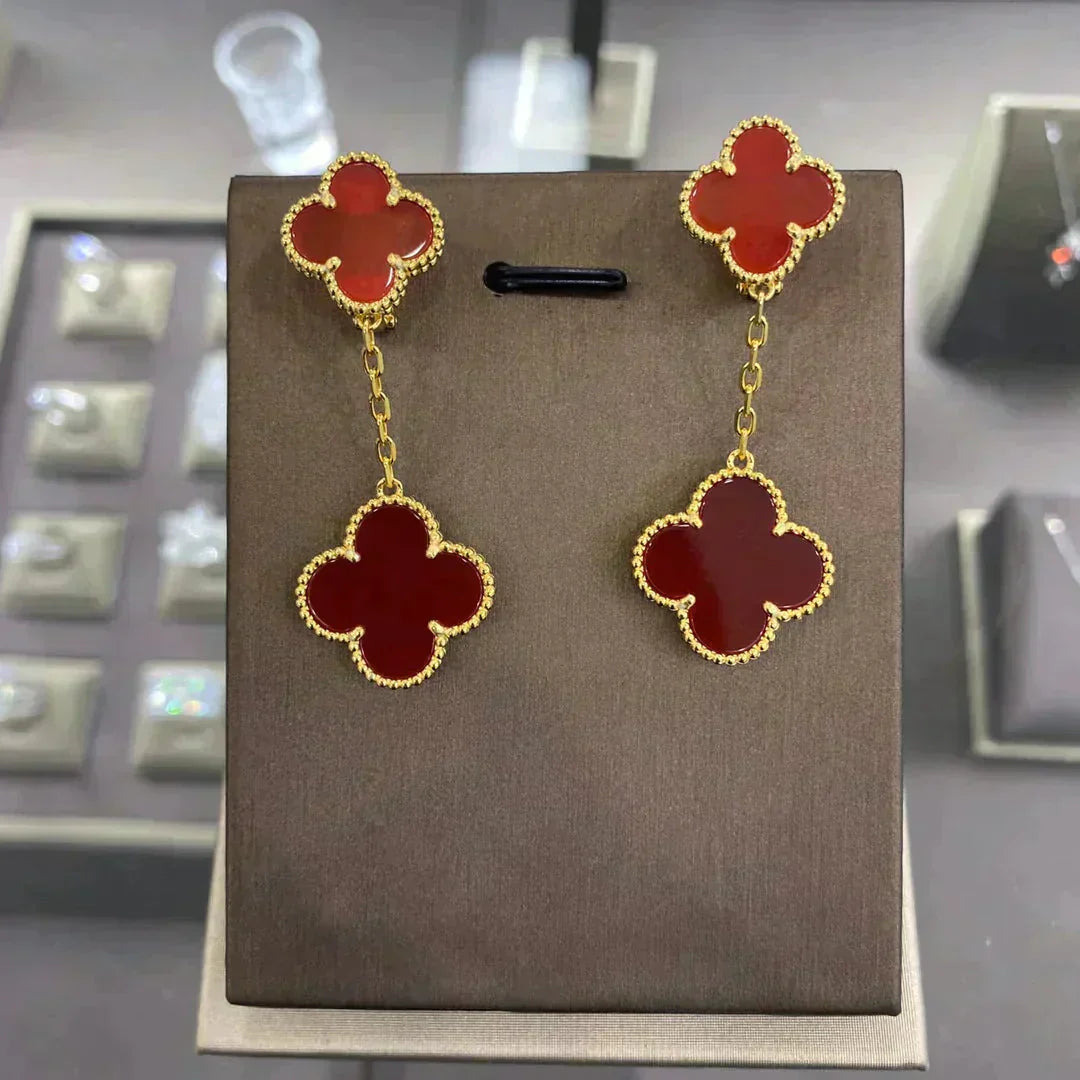 [Raffine]CLOVER 2 MOTIFS  EARRINGS (MULTIPLE CHOICESC