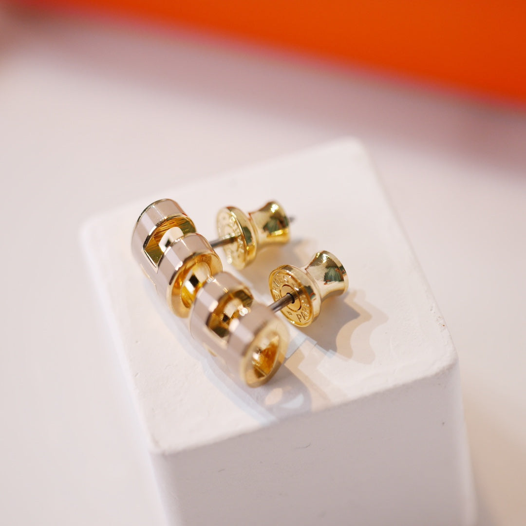 [Raffine]MINI POP H GOLD EARRINGS GREY