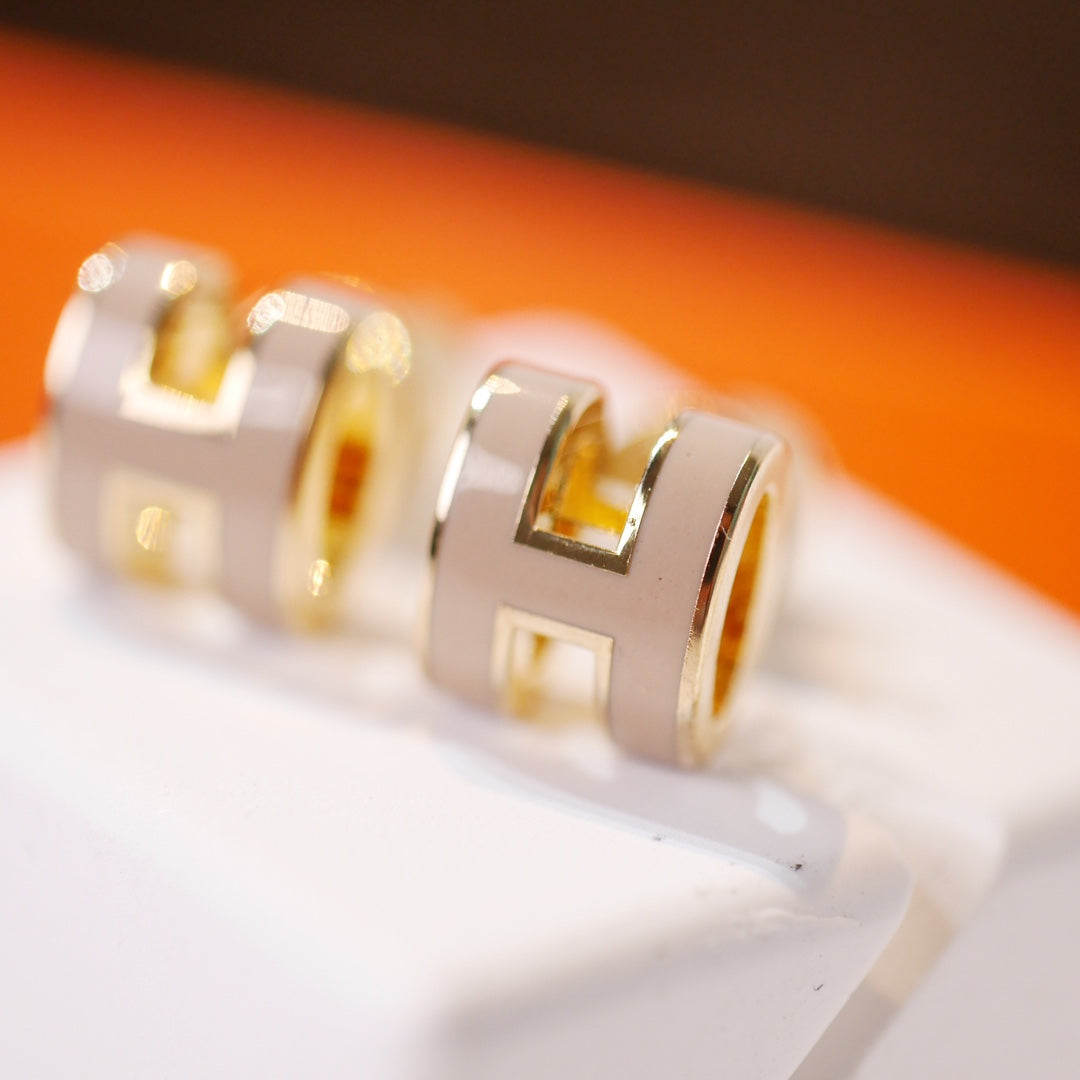 [Raffine]MINI POP H GOLD EARRINGS GREY