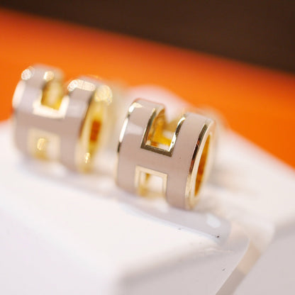 [Raffine]MINI POP H GOLD EARRINGS GREY