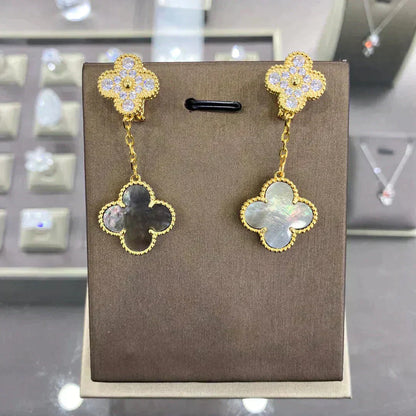 [Raffine]CLOVER  2 MOTIFS  DIAMOND  EARRINGS (MULTIPLE CHOICESç´
