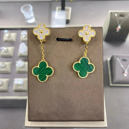 [Raffine]CLOVER  2 MOTIFS  DIAMOND  EARRINGS (MULTIPLE CHOICESç´