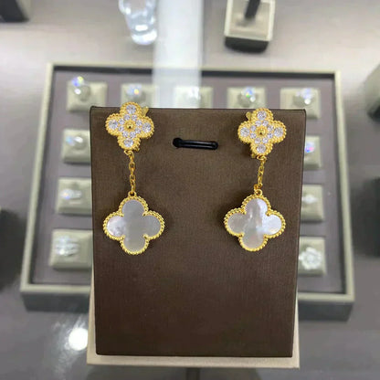 [Raffine]CLOVER  2 MOTIFS  DIAMOND  EARRINGS (MULTIPLE CHOICESç´