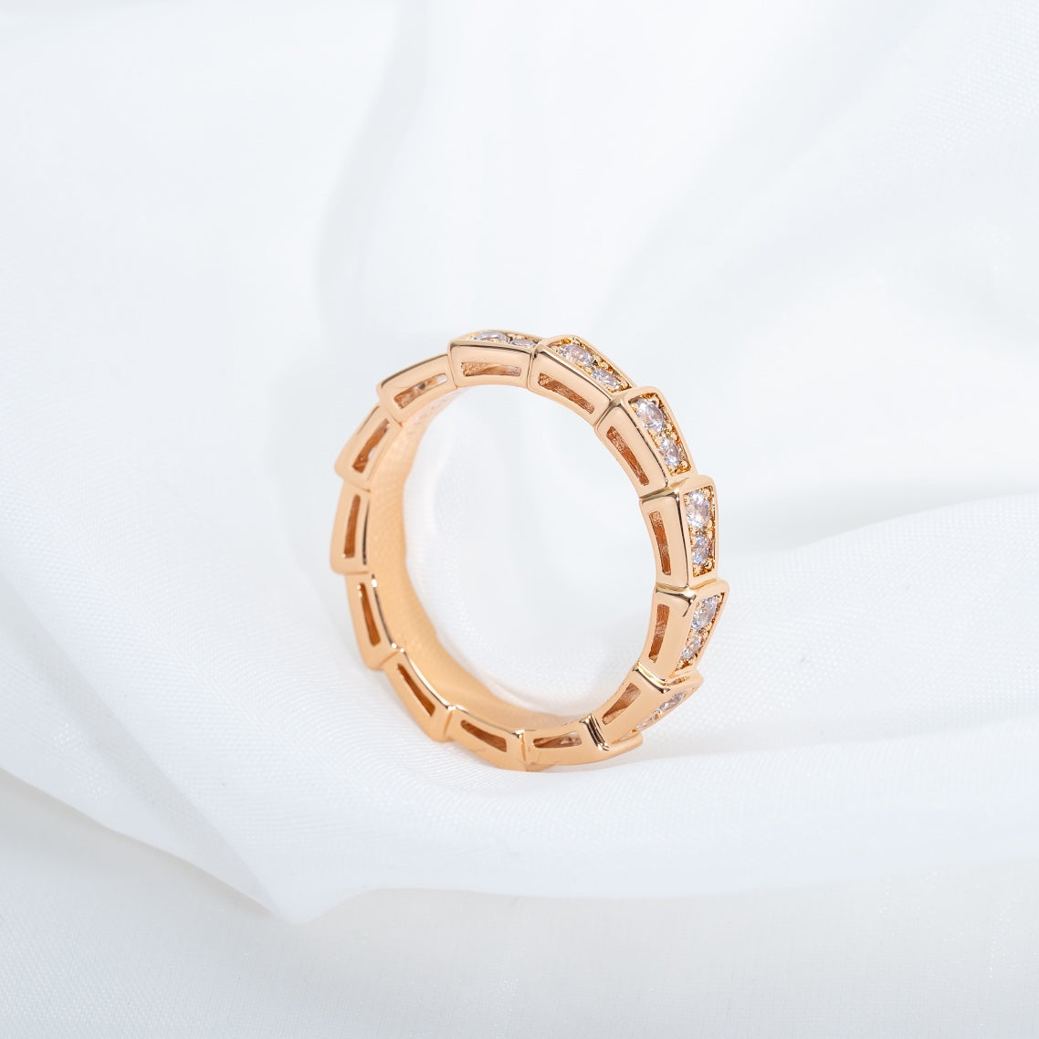 [Raffine]Anillo Serpenti Oro Rosa Pavé Diamantes 3mm
