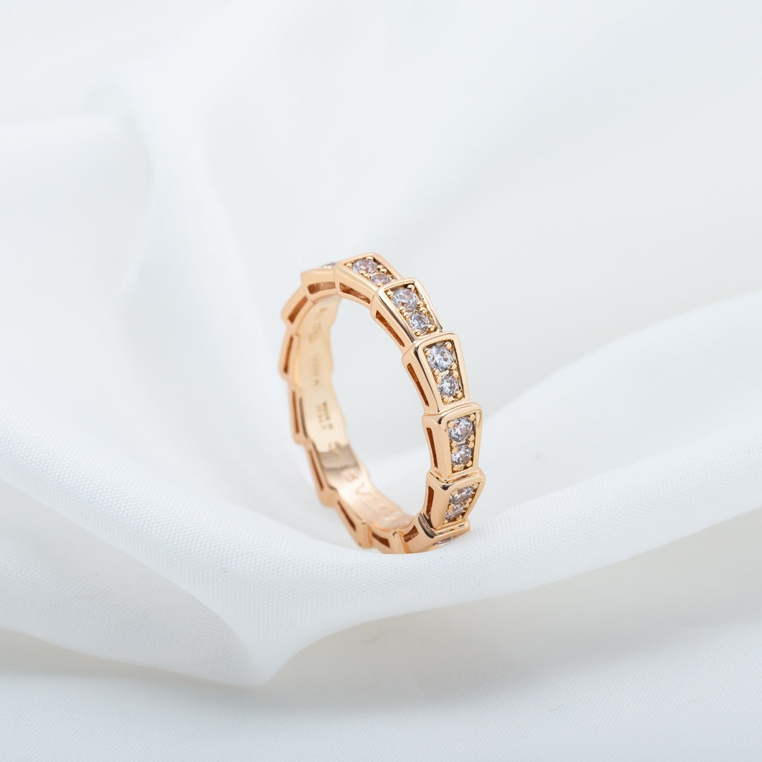 [Raffine]Anillo Serpenti Oro Rosa Pavé Diamantes 3mm