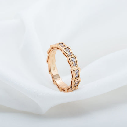 [Raffine]Anillo Serpenti Oro Rosa Pavé Diamantes 3mm