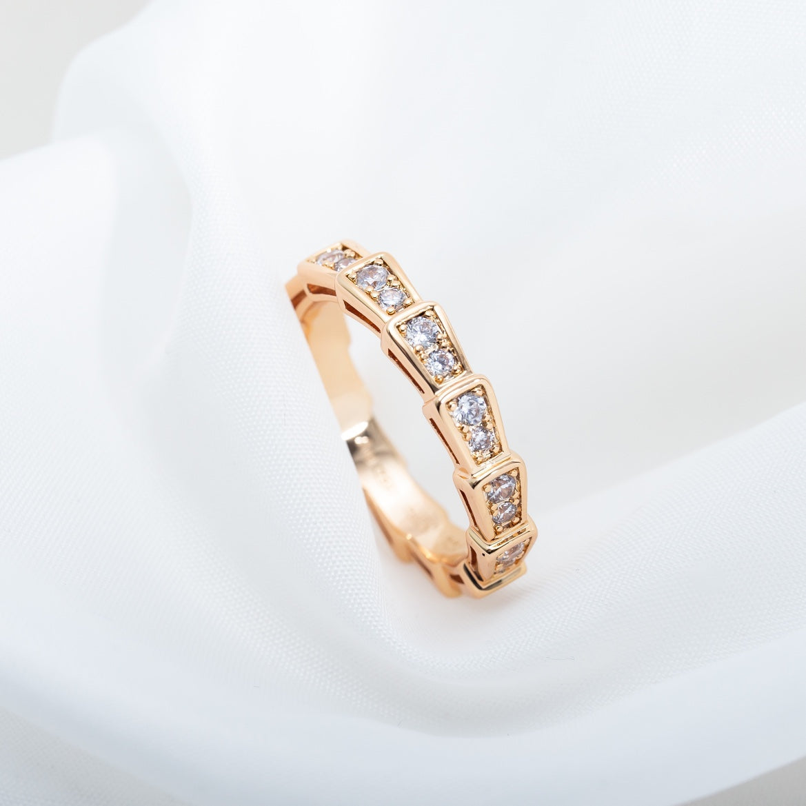 [Raffine]Anillo Serpenti Oro Rosa Pavé Diamantes 3mm