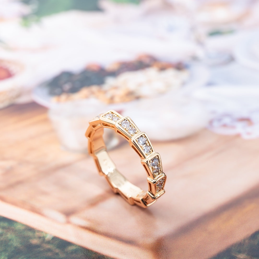[Raffine]Anillo Serpenti Oro Rosa Pavé Diamantes 3mm