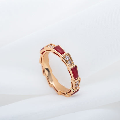 [Raffine]ANILLO SERPENTI ORO ROSA CORNALINA DIAMANTE 3MM