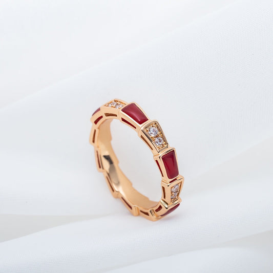 [Raffine]ANILLO SERPENTI ORO ROSA CORNALINA DIAMANTE 3MM