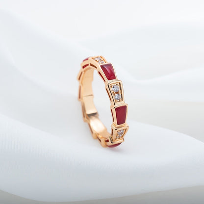 [Raffine]ANILLO SERPENTI ORO ROSA CORNALINA DIAMANTE 3MM