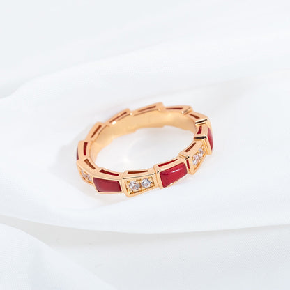 [Raffine]ANILLO SERPENTI ORO ROSA CORNALINA DIAMANTE 3MM