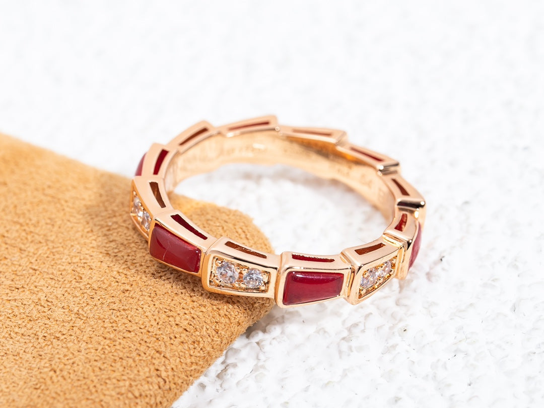 [Raffine]ANILLO SERPENTI ORO ROSA CORNALINA DIAMANTE 3MM