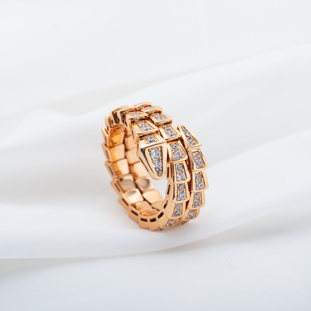 [Raffine]ANILLO SERPENTI ORO ROSA DOBLE HILERA DE DIAMANTES