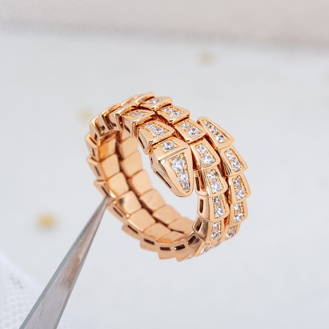 [Raffine]ANILLO SERPENTI ORO ROSA DOBLE HILERA DE DIAMANTES