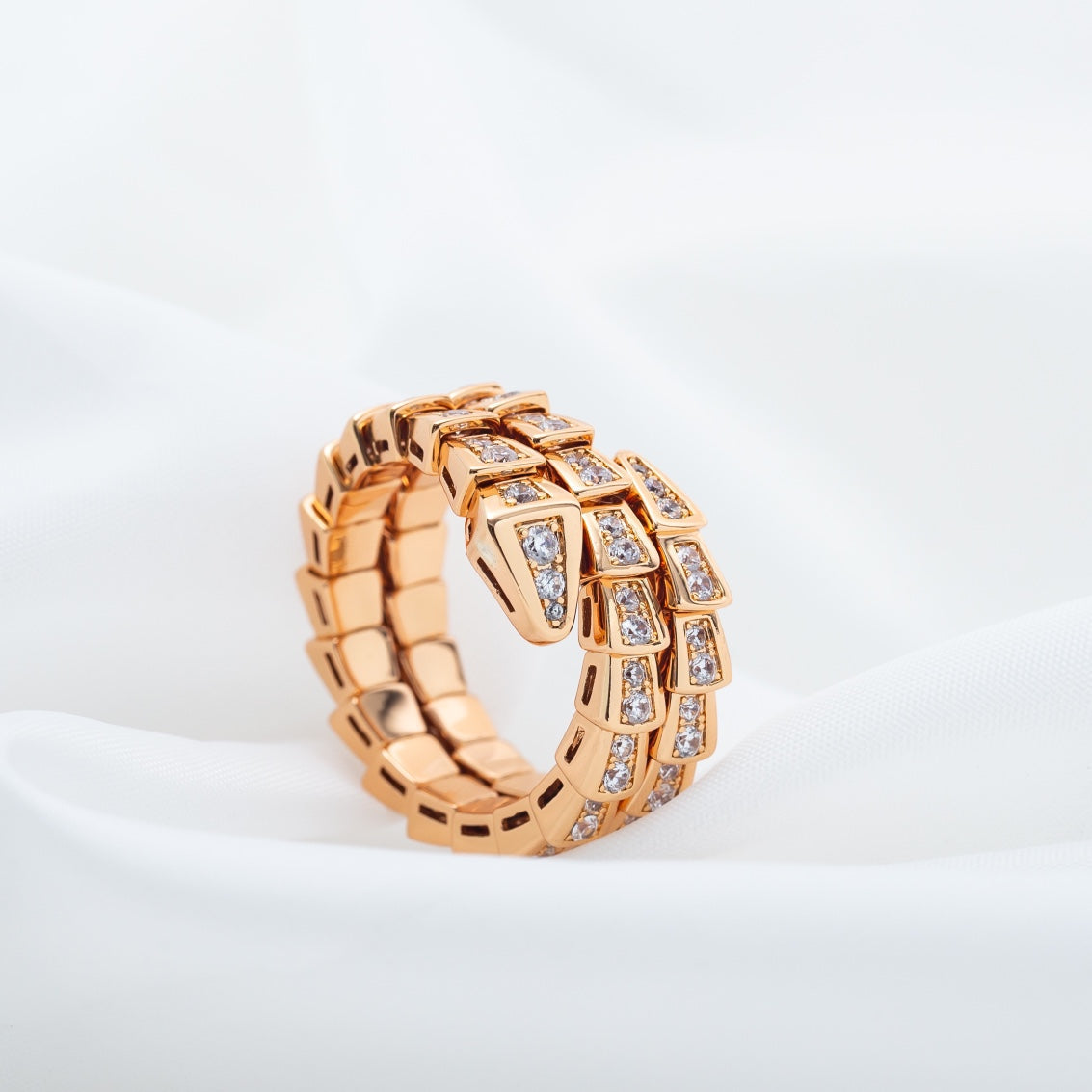 [Raffine]ANILLO SERPENTI ORO ROSA DOBLE HILERA DE DIAMANTES