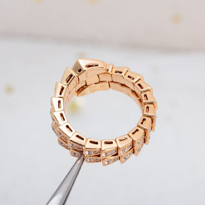 [Raffine]ANILLO SERPENTI ORO ROSA DOBLE HILERA DE DIAMANTES
