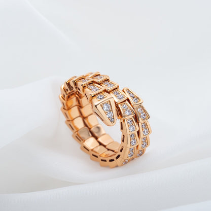 [Raffine]ANILLO SERPENTI ORO ROSA DOBLE HILERA DE DIAMANTES